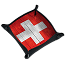 Würfelteller -Wood Swiss Flag-