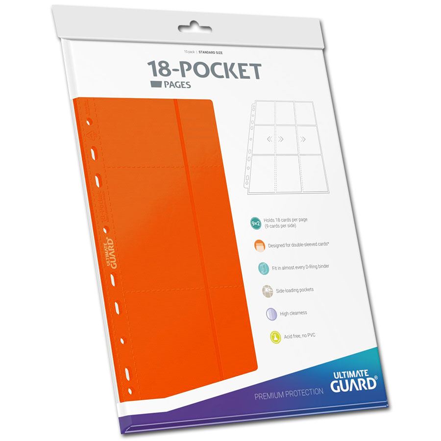 18-Pocket Side-Loading Pages (10 Pages) -Orange-