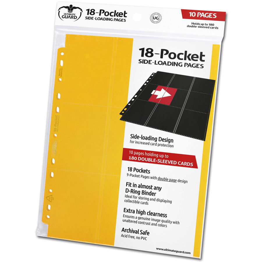 18-Pocket Side-Loading Pages (10 Pages) -Yellow-